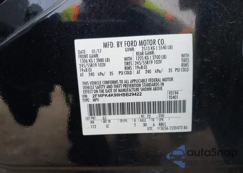 2017 Ford Edge Titanium из США, поврежденный, VIN 2FMPK4K99HBB29422